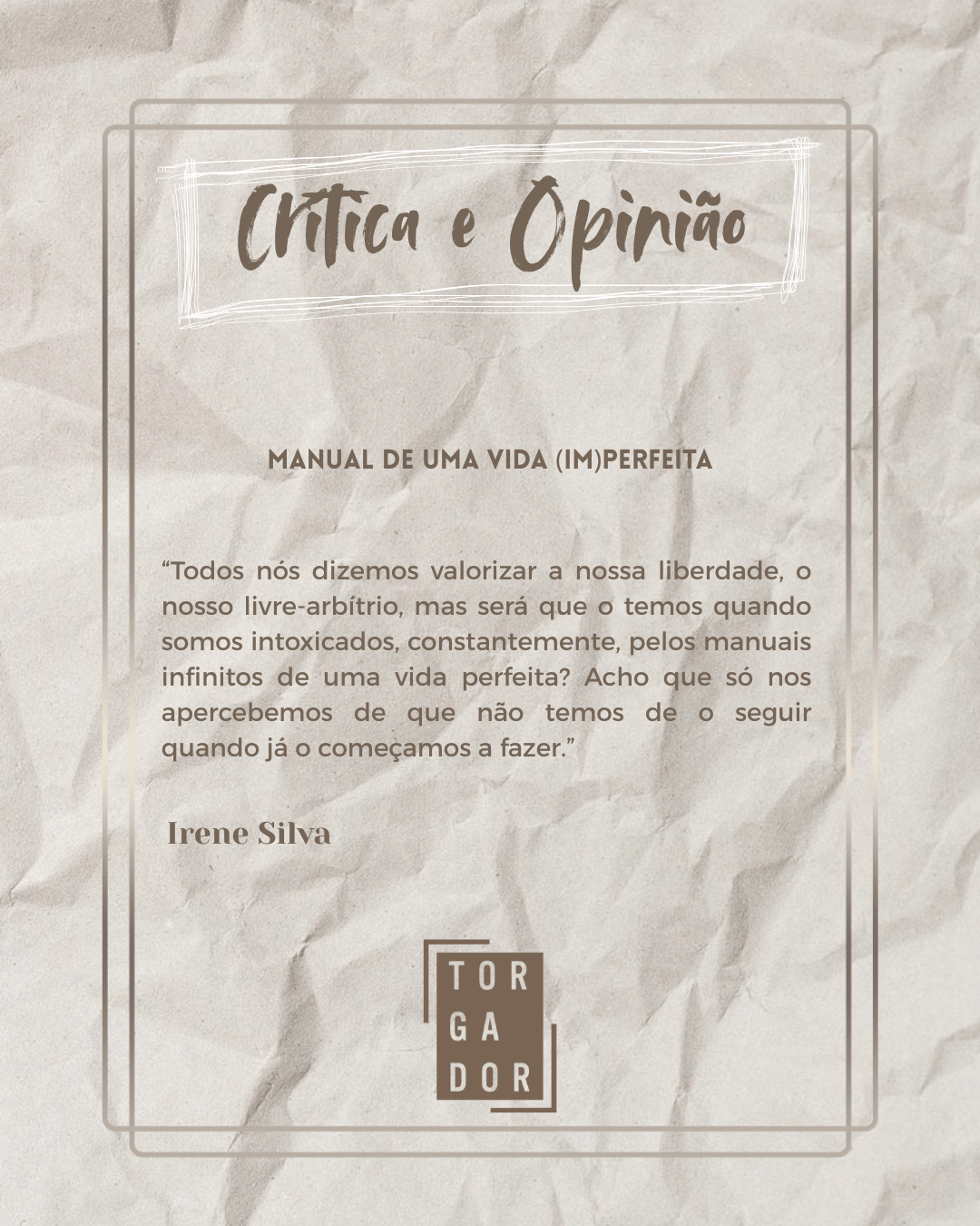 Manual de uma vida (im)perfeita