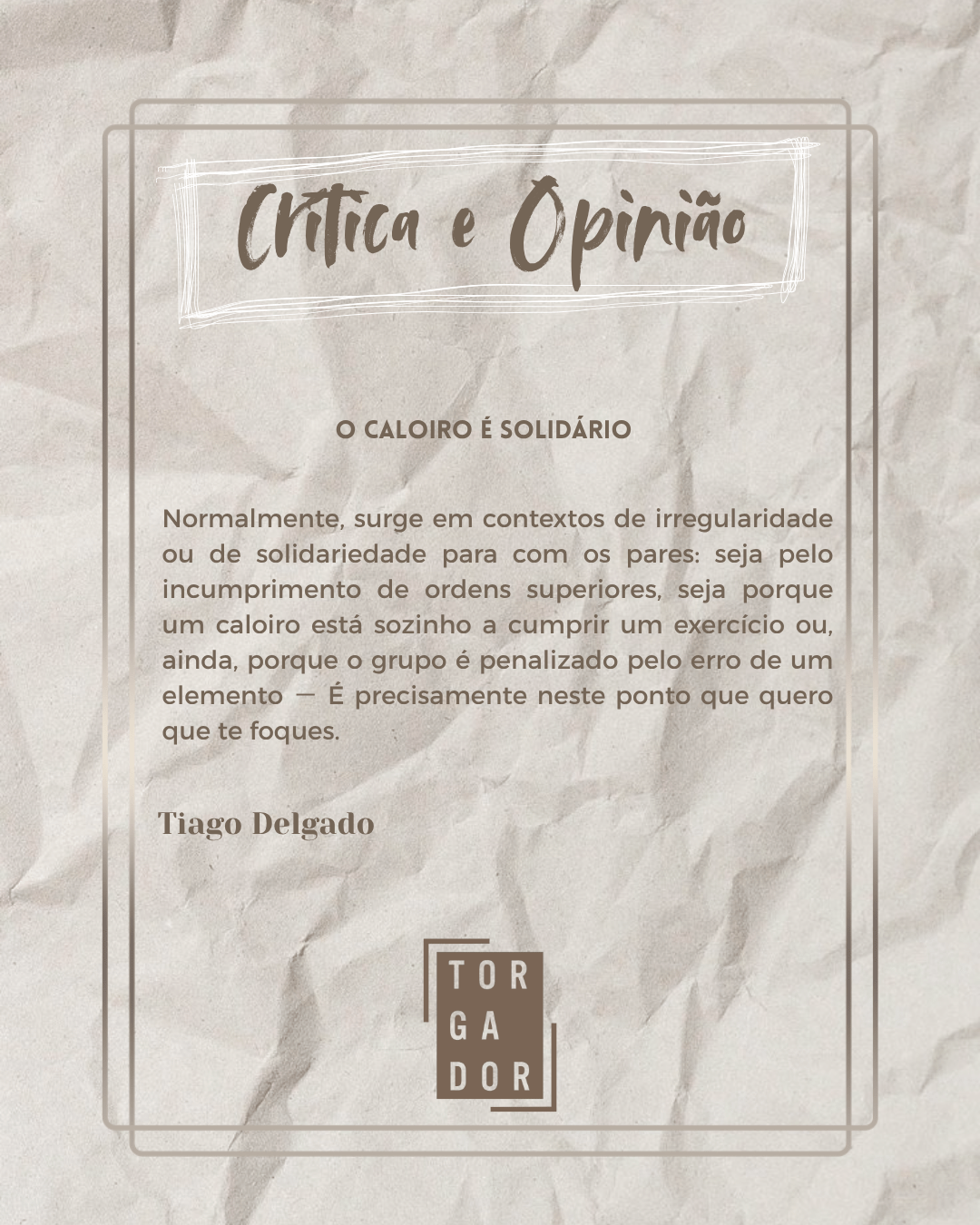 O caloiro é solidário