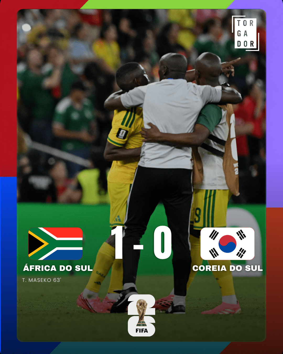 África do Sul vence Coreia do Sul e garante presença nos 16-avos de final