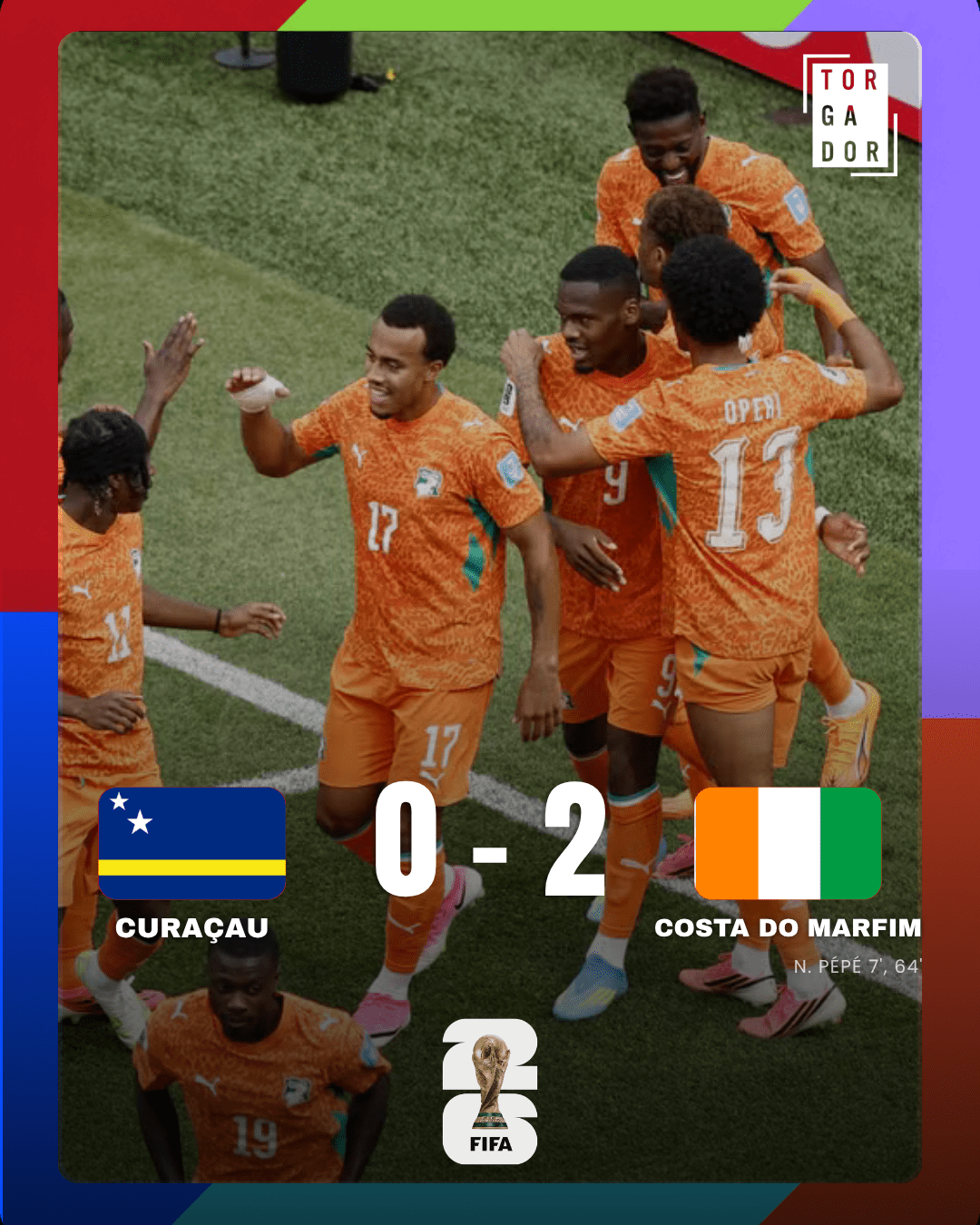 A vitória da Costa do Marfim por 2-0 garantiu o segundo lugar e uma vaga nos 16 avos, enquanto o Curaçau se despede do Mundial após fazer história.