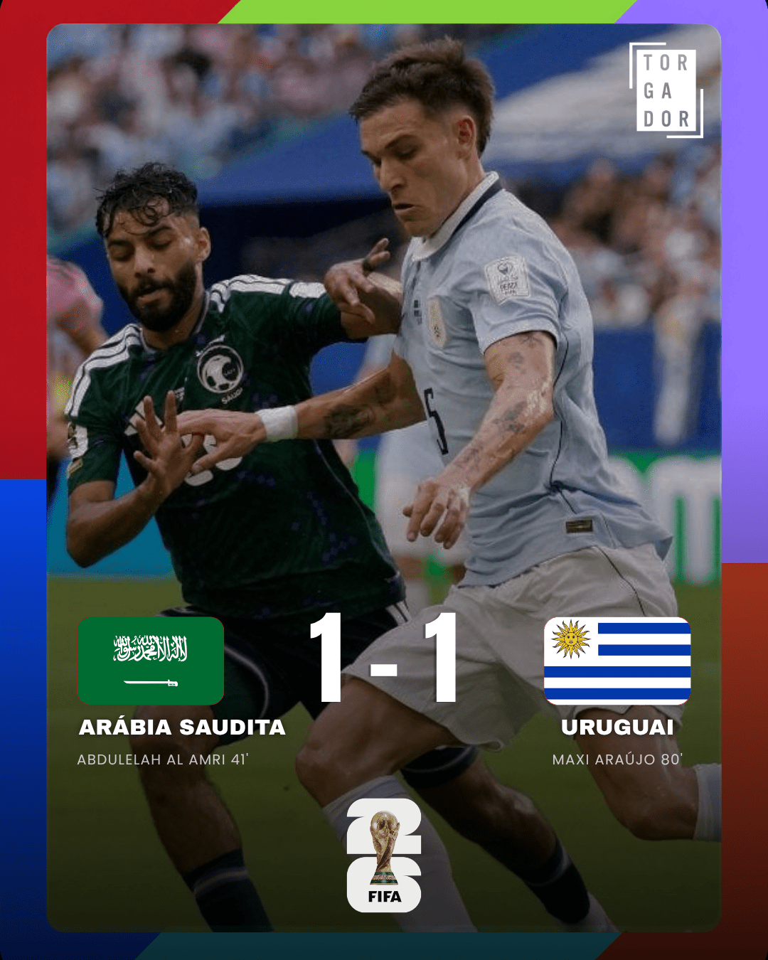 Maxi Araújo evita surpresa saudita e resgata Uruguai num Grupo H sem donos