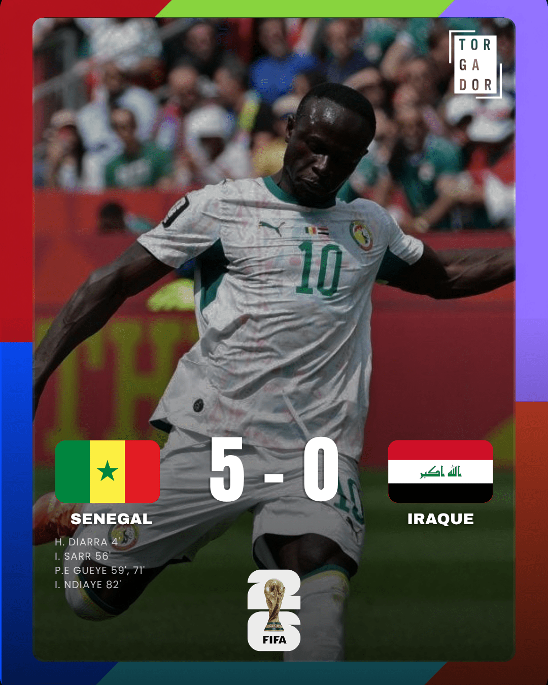 Senegal goleia Iraque e mantém vivo o sonho do apuramento