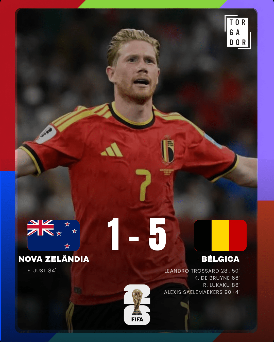 Bélgica goleia Nova Zelândia e garante primeiro lugar do Grupo G 