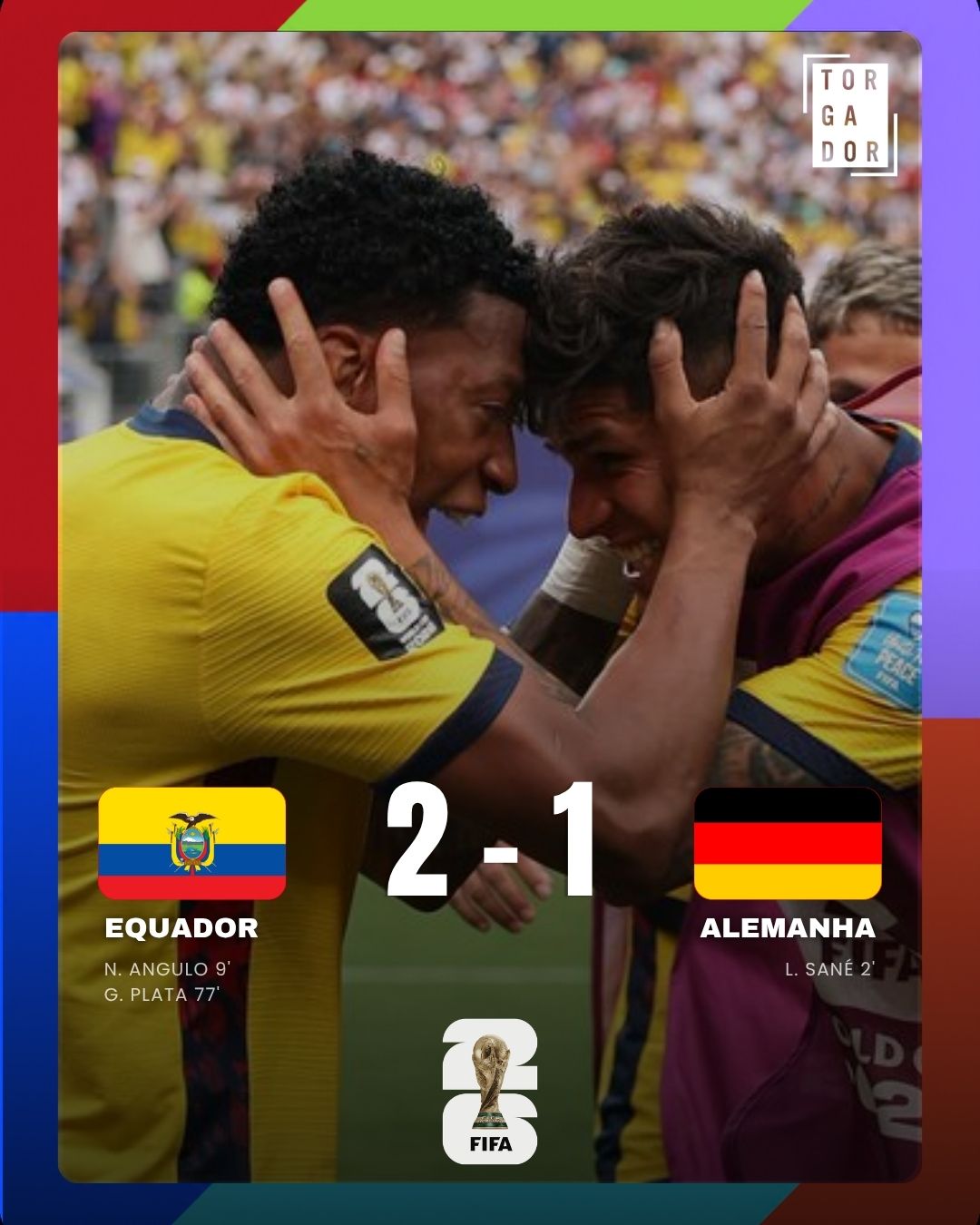 Equador surpreende ao vencer a Alemanha e garantir a passagem aos 16 avos de final
