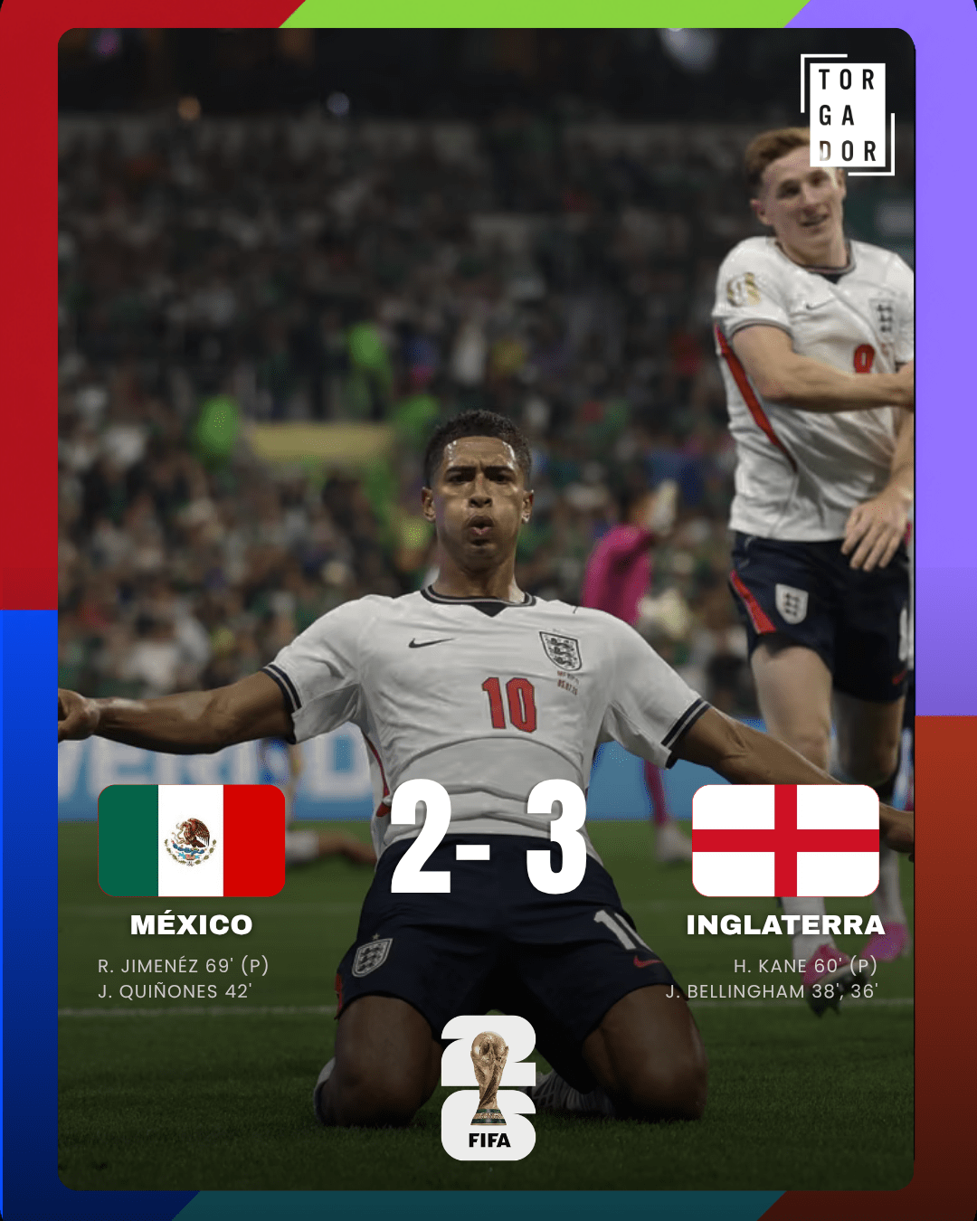 Bellingham inspira Inglaterra e acaba com o sonho mexicano rumo aos quartos de final