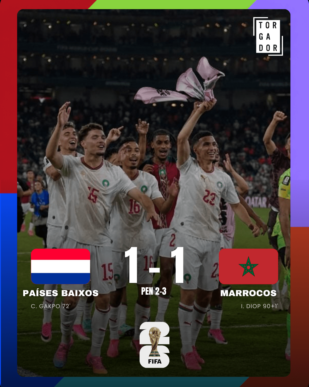 Marrocos elimina Países Baixos nos penáltis e segue para os oitavos de final 