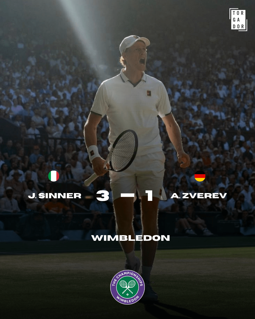 Sinner vence Zverev e revalida o título em Wimbledon 