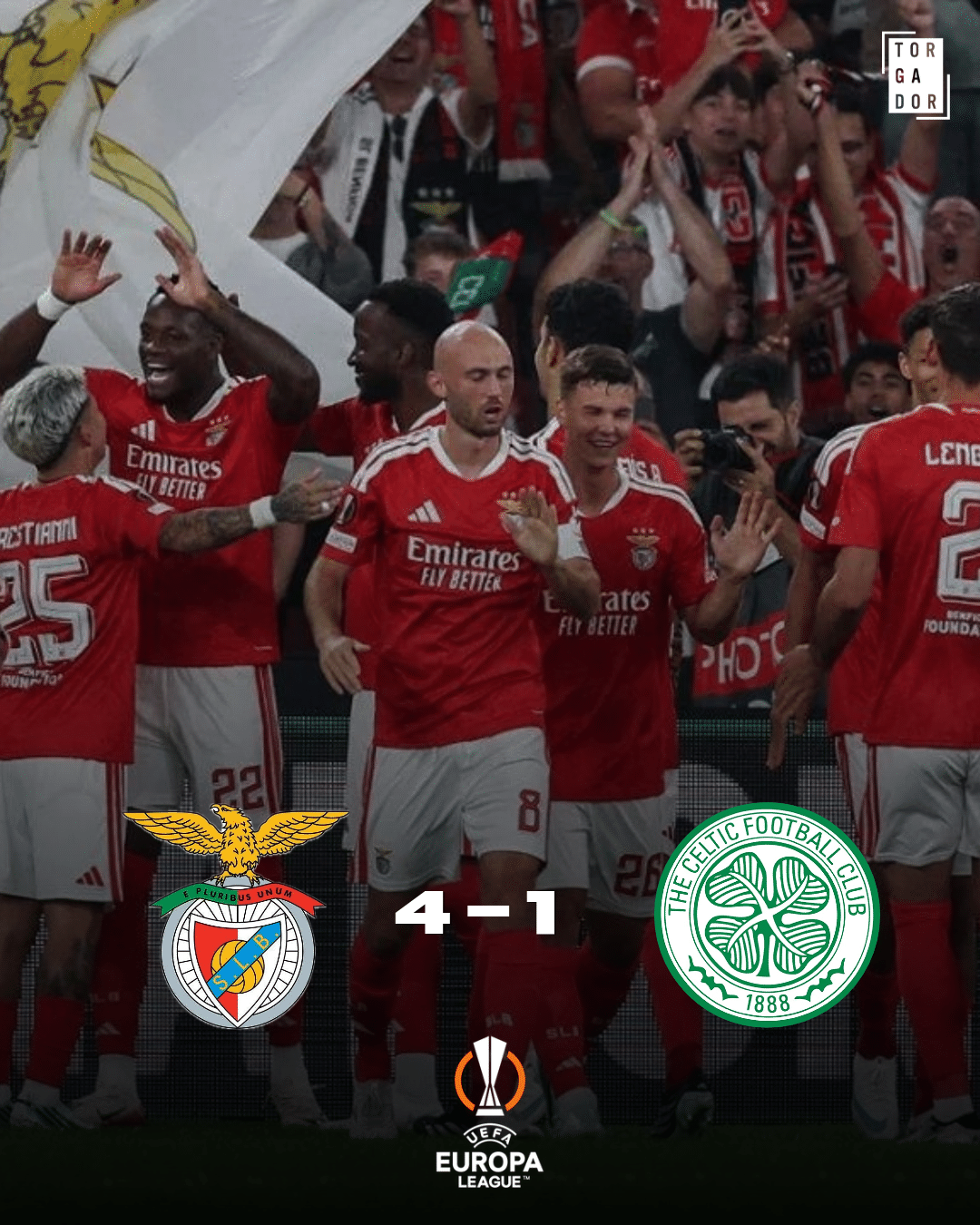 Benfica goleia Celtic e mantém arranque perfeito a Liga Europa